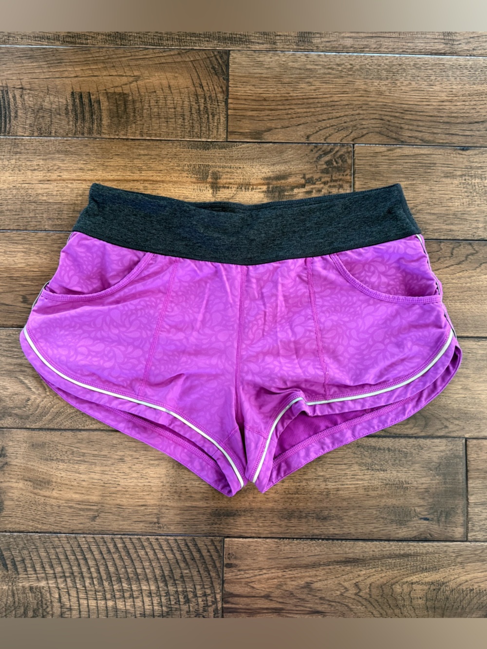Zella Women’s Purple Athletic Shorts with Wide Charcoal Waistband